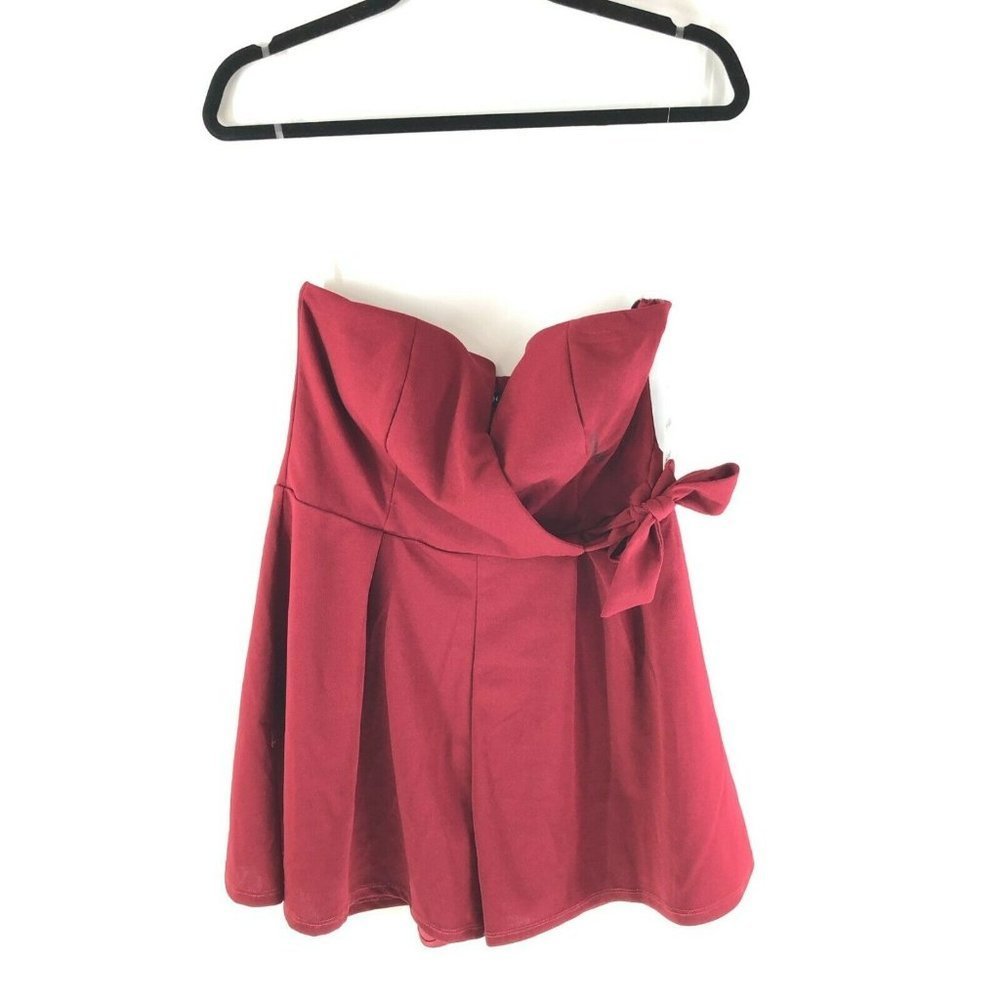 Max + Ash Mini Strapless Dress A Line Tie Red Size L